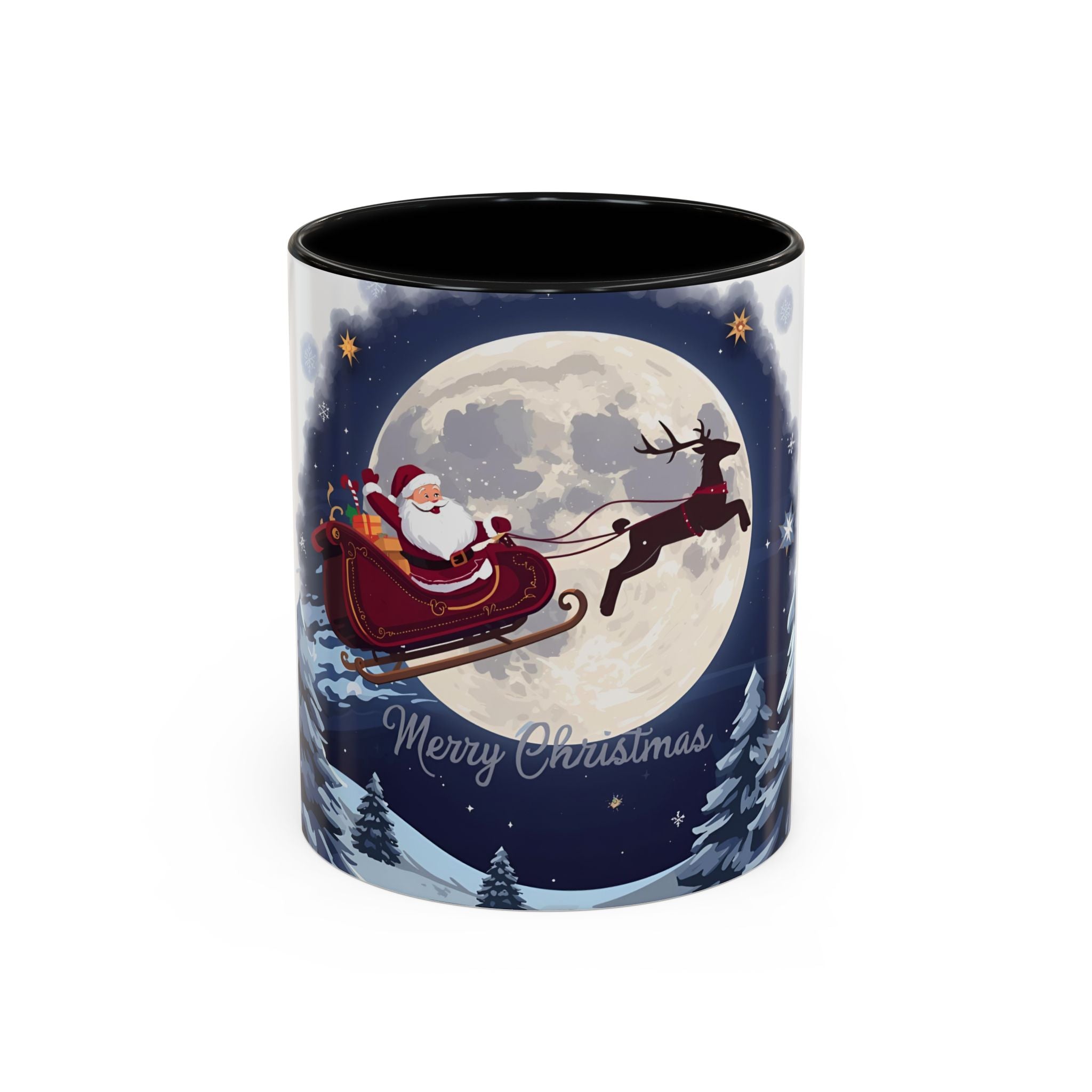 Santa Sleigh Christmas Mug – Holiday Night Sky Design.