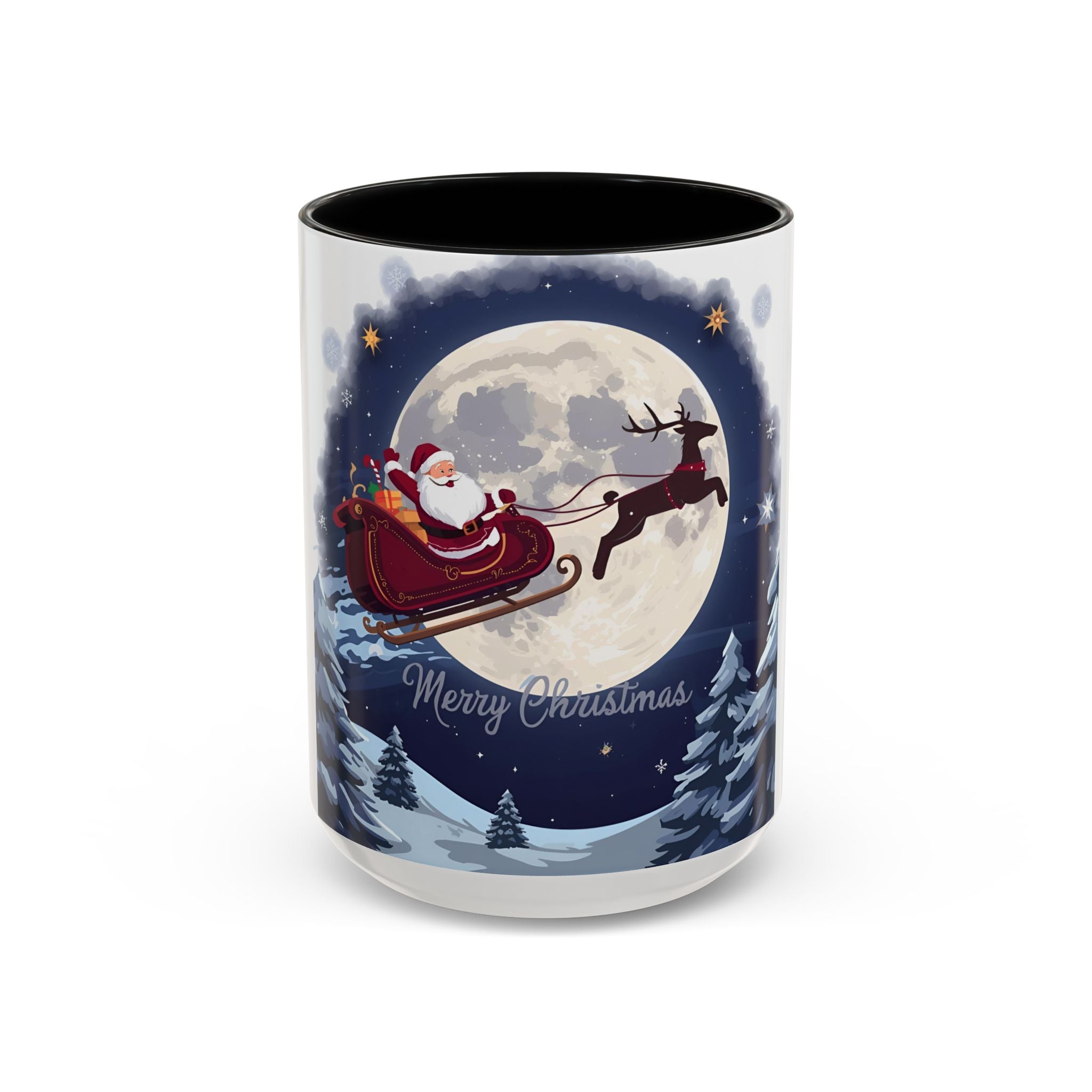 Santa Sleigh Christmas Mug – Holiday Night Sky Design.
